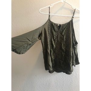 Olive green off the shoulder top